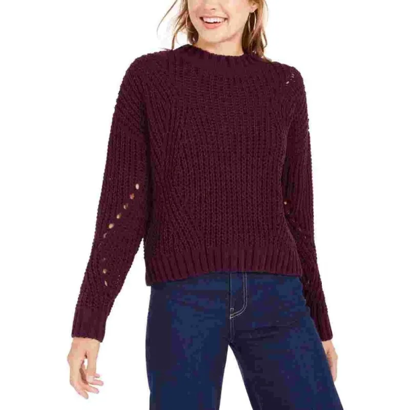 Wynter Women's Pointelle Chenille Sweater Wine Size Medium sold by Zulily