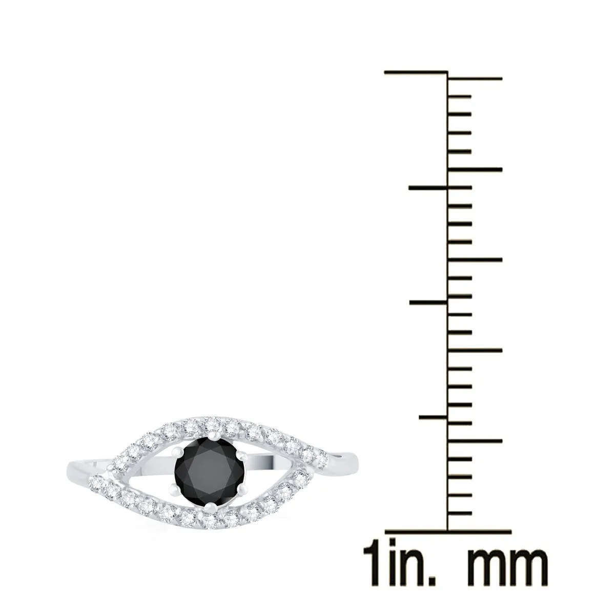 Sterling Silver Natural Black Diamond and White Zircon Evil Eye Ring sold by Zulily product image thumbnail 3