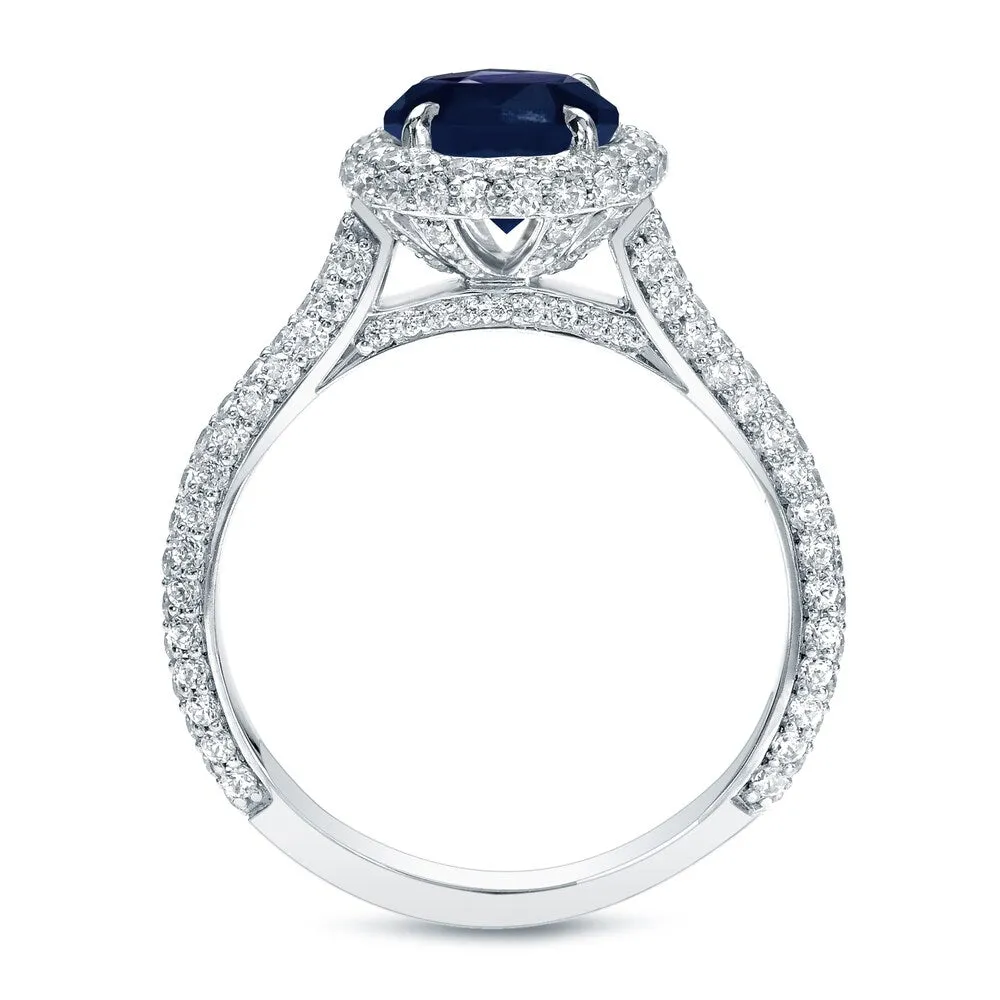 Auriya 14k Gold 3/4ct Blue Sapphire and Pave Halo Diamond Engagement Ring 1 1/4ctw sold by Zulily product image thumbnail 5