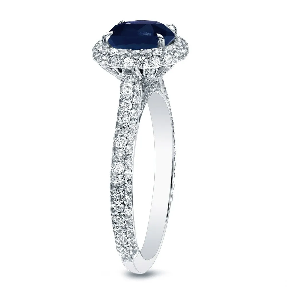 Auriya 14k Gold 3/4ct Blue Sapphire and Pave Halo Diamond Engagement Ring 1 1/4ctw sold by Zulily product image thumbnail 4