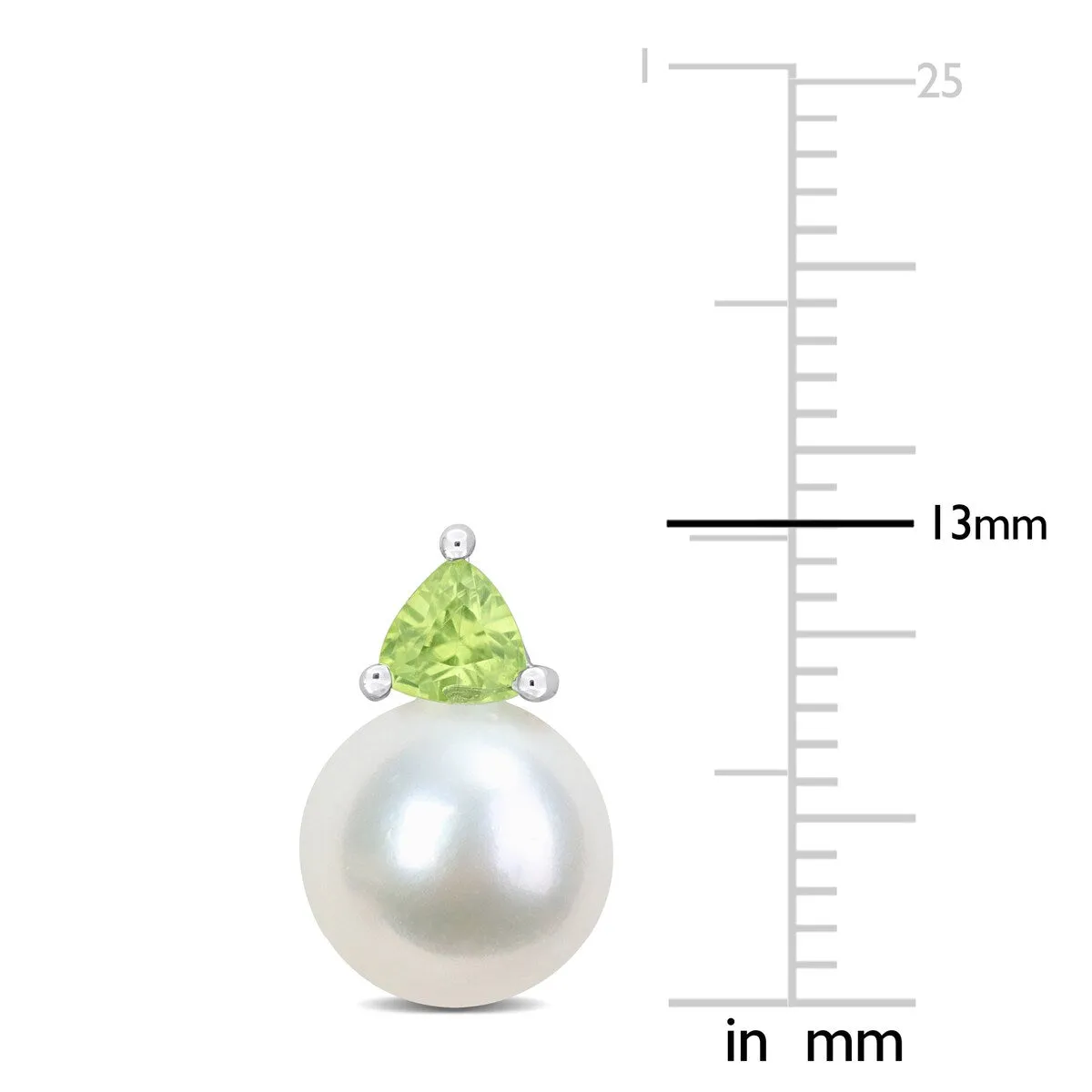 Miadora 8-8.5mm Cultured Freshwater Pearl and 3/5ct TGW Peridot Stud Earrings in 10k White Gold - 13 mm x 8.5 mm x 8.5 mm sold by Zulily product image thumbnail 3