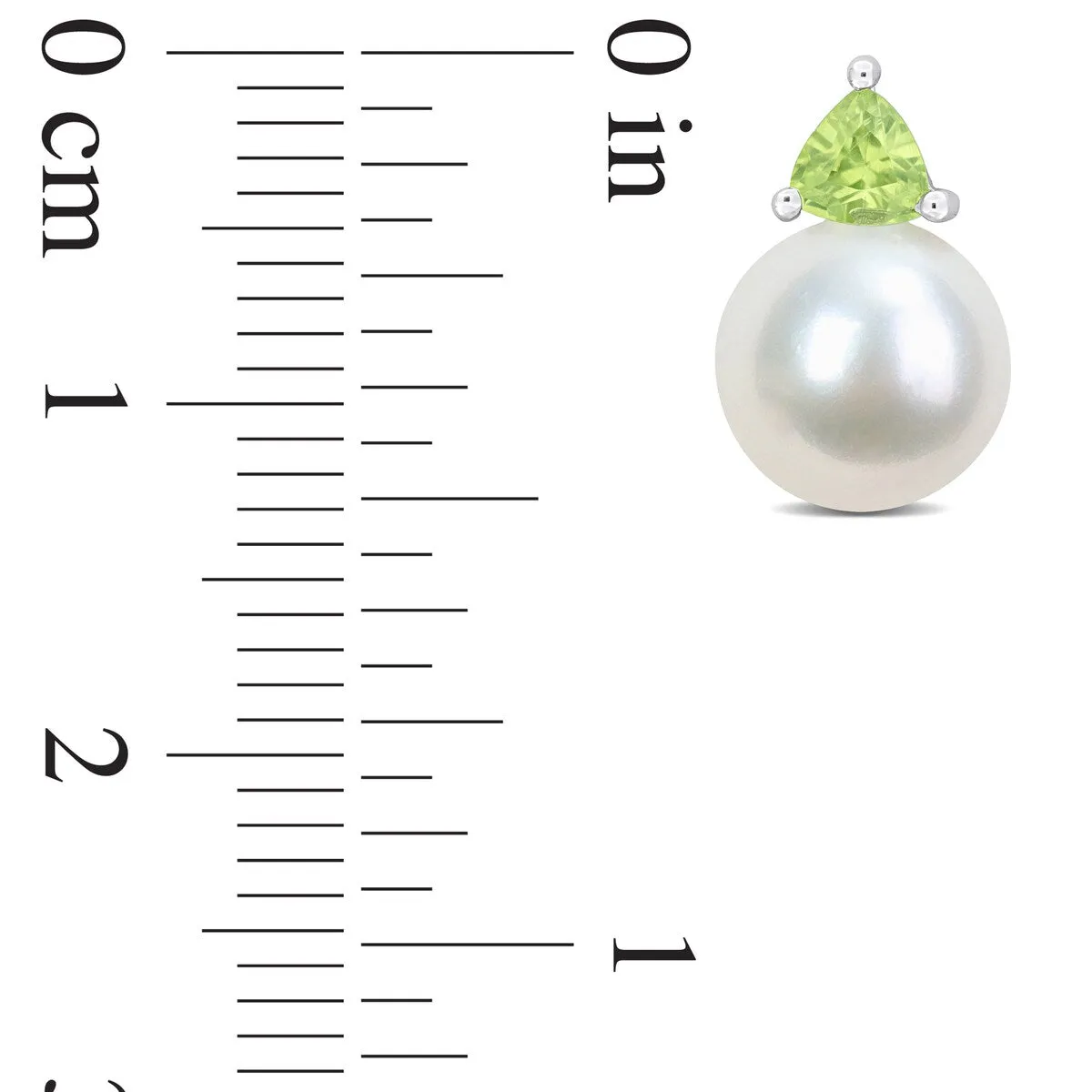 Miadora 8-8.5mm Cultured Freshwater Pearl and 3/5ct TGW Peridot Stud Earrings in 10k White Gold - 13 mm x 8.5 mm x 8.5 mm sold by Zulily product image thumbnail 4