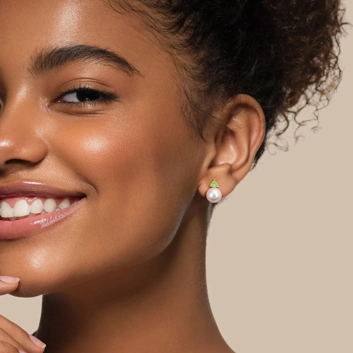 Miadora 8-8.5mm Cultured Freshwater Pearl and 3/5ct TGW Peridot Stud Earrings in 10k White Gold - 13 mm x 8.5 mm x 8.5 mm sold by Zulily product image thumbnail 5