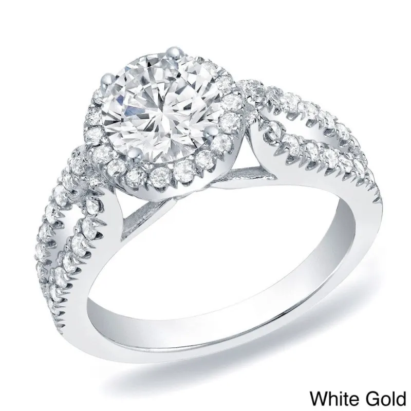 Auriya 14k Gold 1 1/4ctw Split-shank Halo Diamond Engagement Ring sold by Zulily