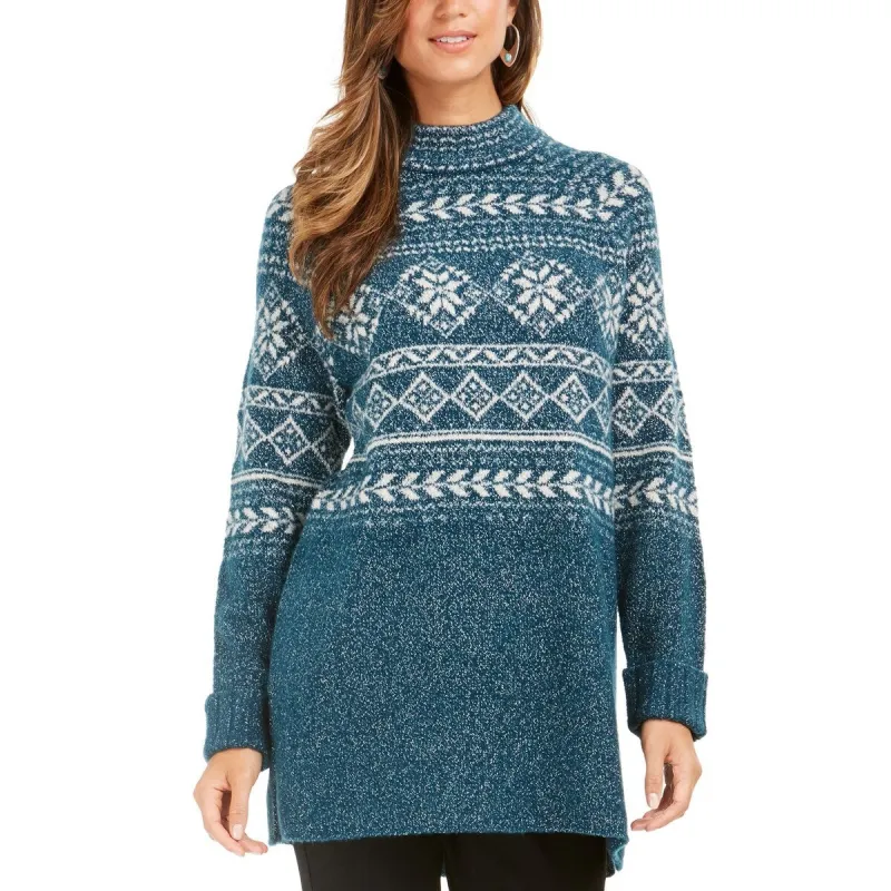 Style & Co Women's Fair Isle Tunic Sweater Green Size Extra Large sold by Zulily