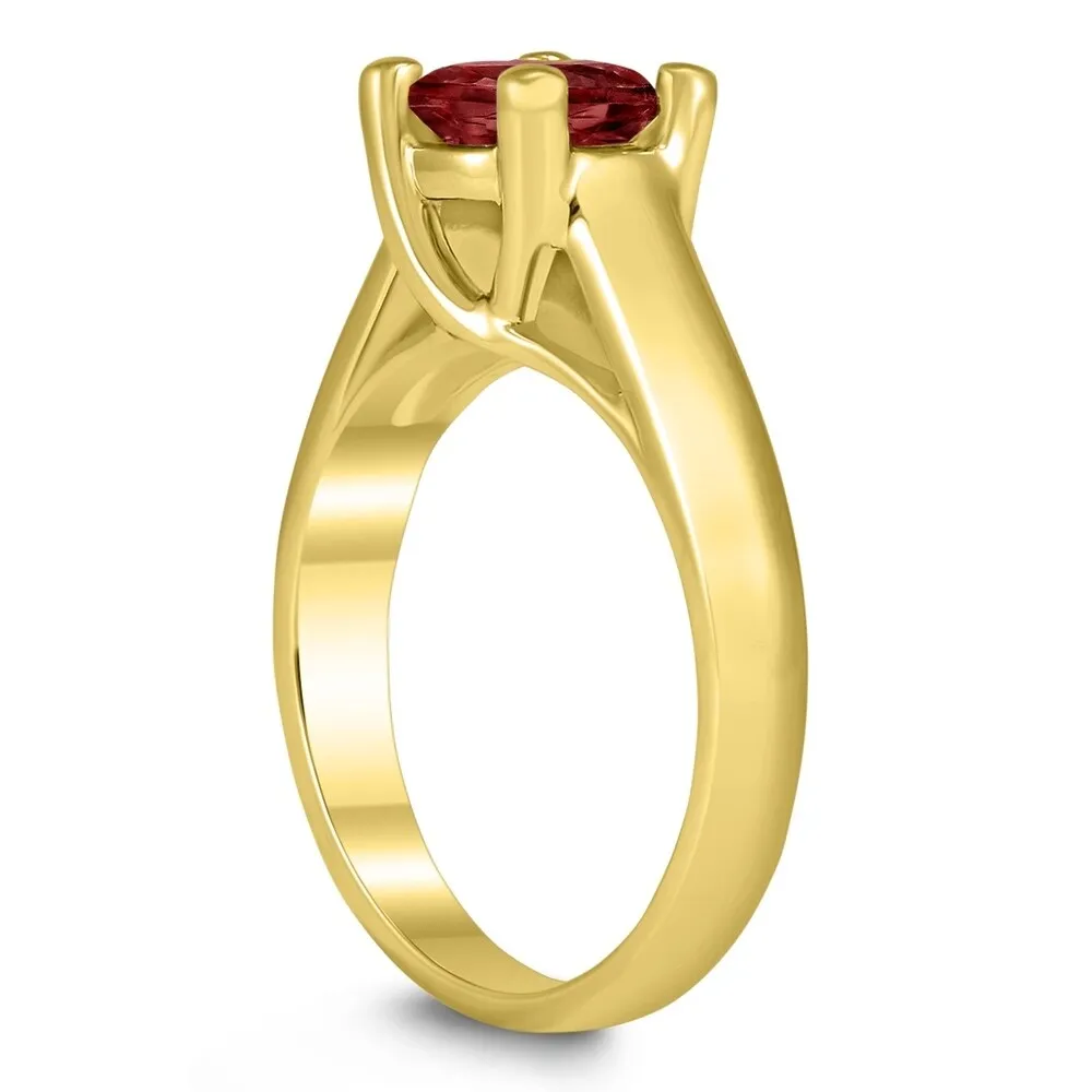 Round 7MM Garnet Cathedral Solitaire Ring in 10K Yellow Gold sold by Zulily product image thumbnail 2