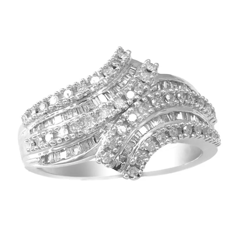 Sterling Silver 1/2ct TDW White Diamond Curve Ring (H-I, I2-I3) sold by Zulily