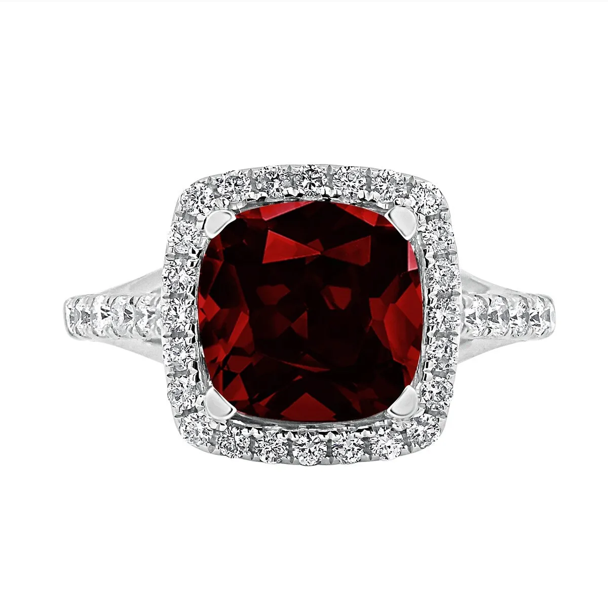 Auriya 2 3/4ct Cushion-cut Garnet and Halo Diamond Engagement Ring 1/2cttw 14k Gold sold by Zulily product image thumbnail 2