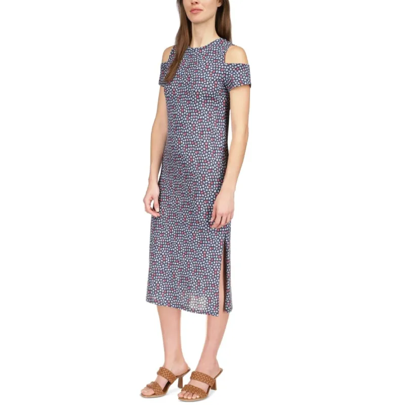 Michael Kors Women's Palm Cold Shoulder Midi Dress Blue Size Medium sold by Zulily