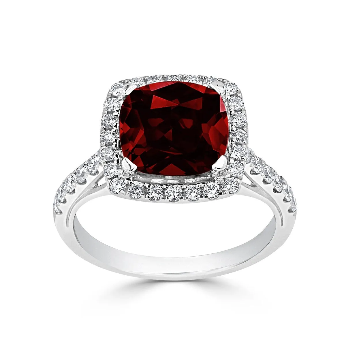 Auriya 2 3/4ct Cushion-cut Garnet and Halo Diamond Engagement Ring 1/2cttw 14k Gold sold by Zulily product image thumbnail 3