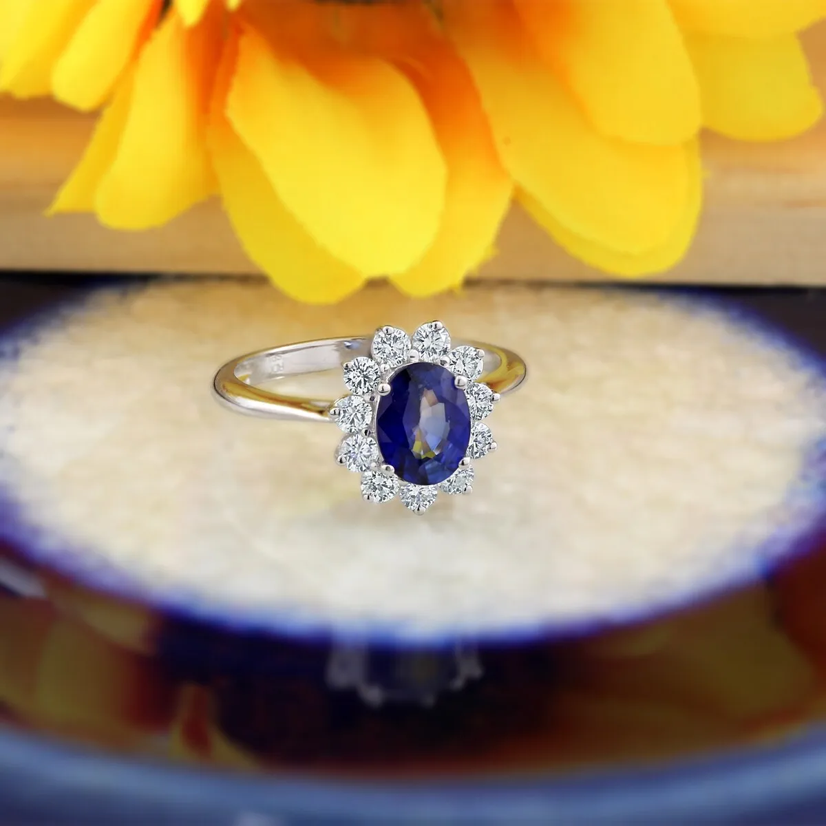 Auriya 18k Gold 1 1/2ct Oval Sapphire Halo Diamond Engagement Ring 5/8ct TDW sold by Zulily