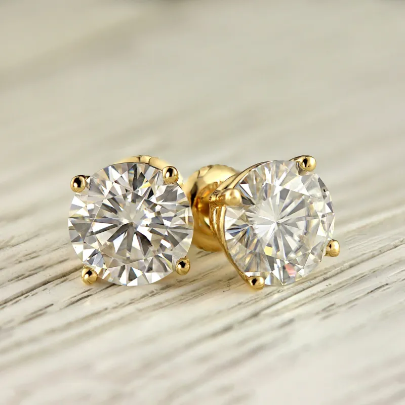 Auriya 18k Gold 4ctw Round Moissanite Stud Earrings - 8.2 mm sold by Zulily