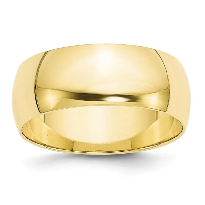 Curata 10k Yellow Gold Unisex 8 mm Half-Round Light Wedding Band (sizes 4-14) sold by Zulily