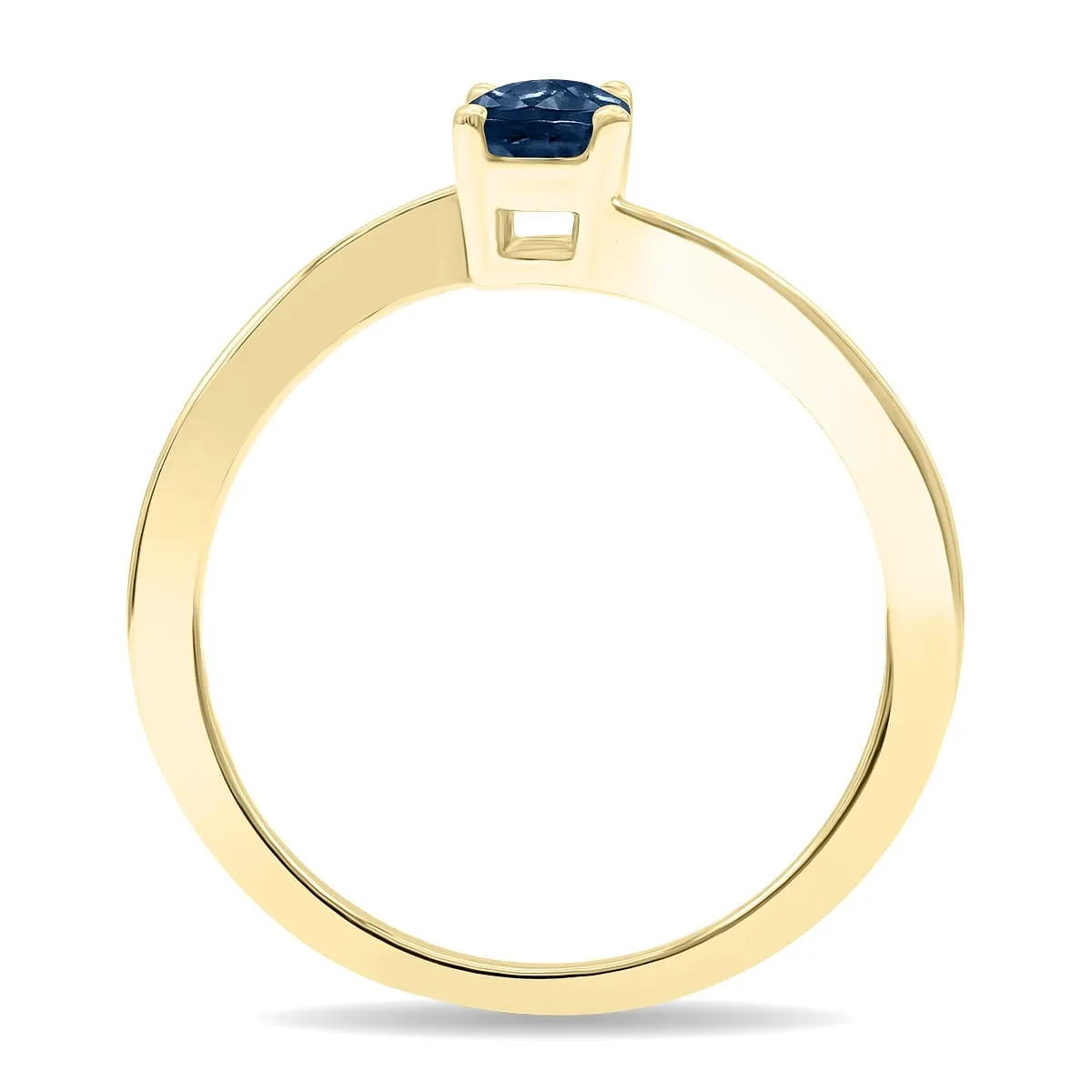 Women's Solitaire Oval Shaped Sapphire Wave Ring in 10K Yellow Gold sold by Zulily product image thumbnail 3