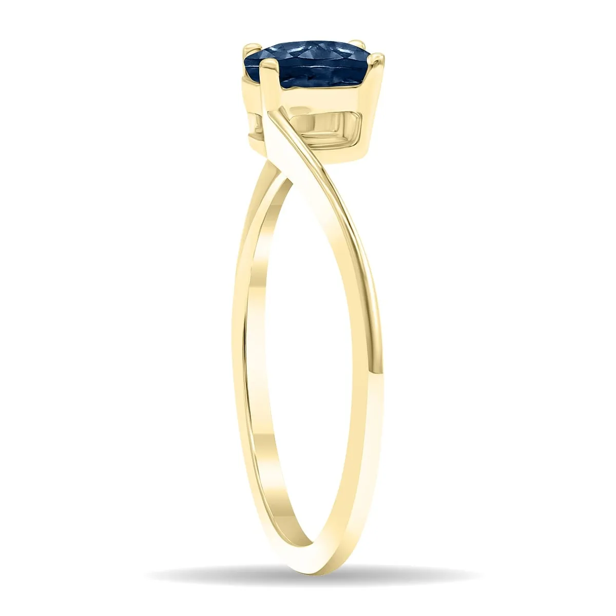 Women's Solitaire Oval Shaped Sapphire Wave Ring in 10K Yellow Gold sold by Zulily product image thumbnail 2