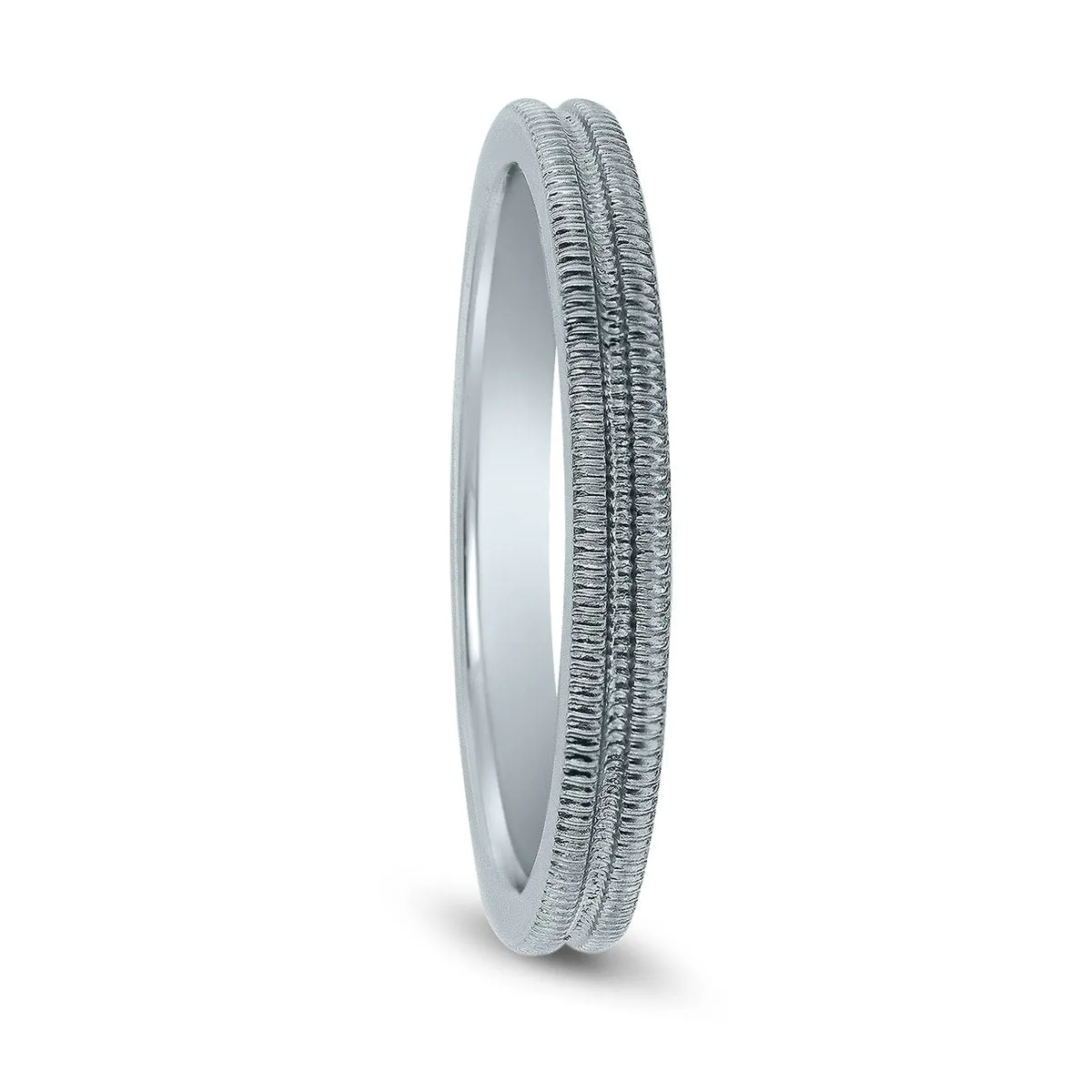 2MM Ridged Wedding Band in 14K White Gold sold by Zulily product image thumbnail 2
