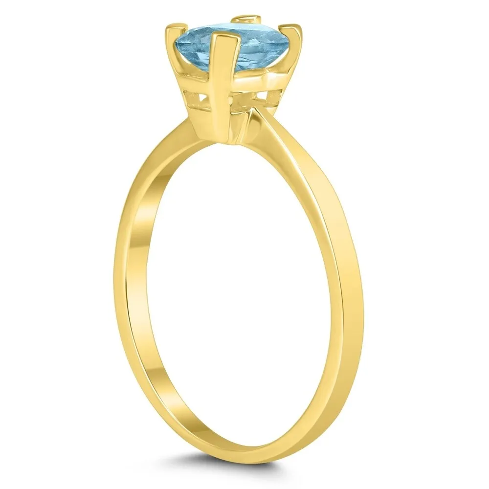 Emerald Shaped 6X4MM Aquamarine Solitaire Ring in 10K Yellow Gold sold by Zulily product image thumbnail 2