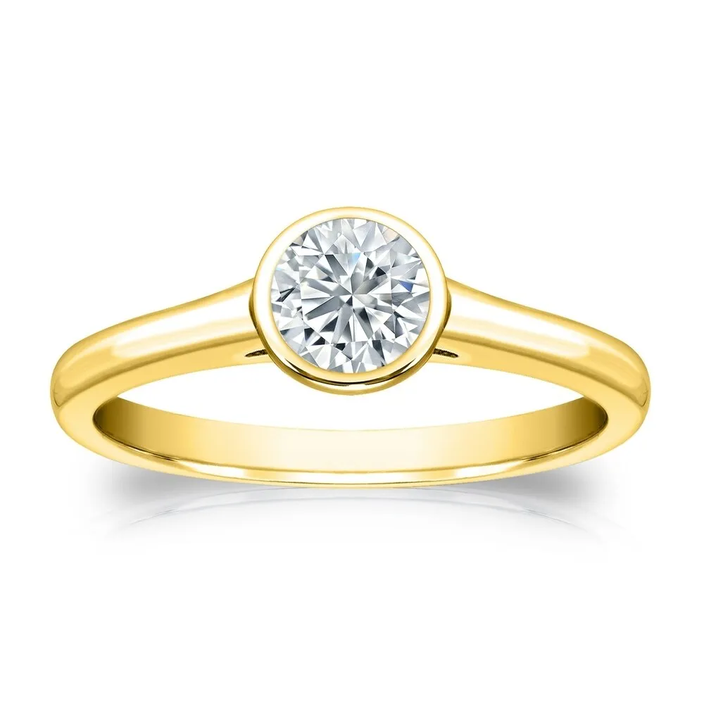 Auriya 14k Gold 1/2ctw Solitaire Moissanite Engagement Ring Bezel-set sold by Zulily product image thumbnail 2
