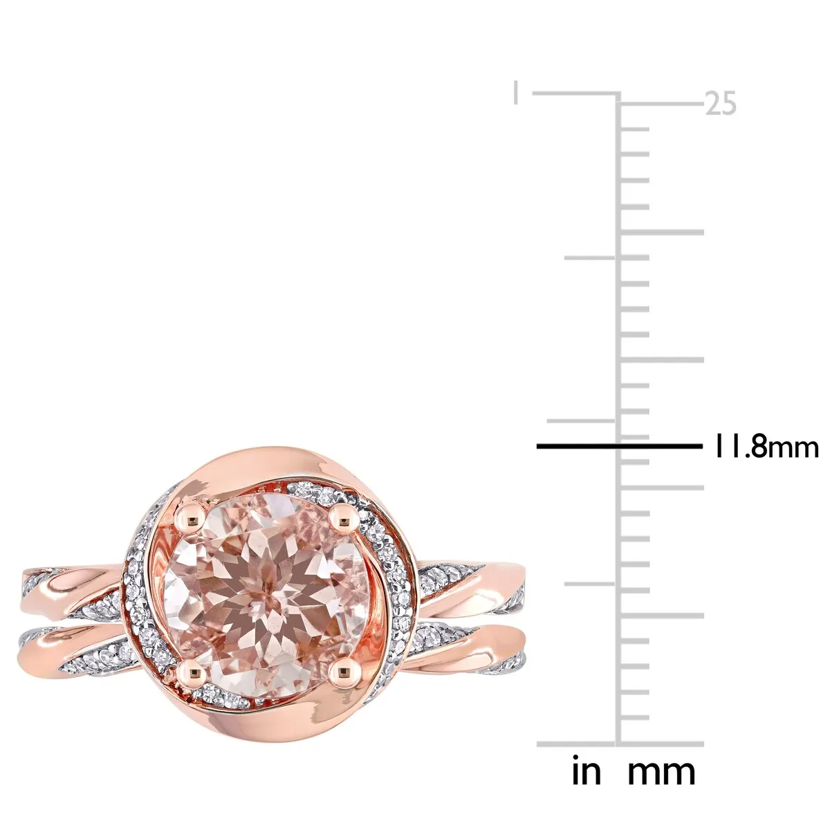 Miadora 10k Rose Gold Morganite and 3/8ct TDW Diamond Halo Swirl Bridal Ring Set sold by Zulily product image thumbnail 5