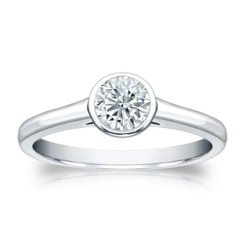 Auriya 14k Gold 1/2ctw Solitaire Moissanite Engagement Ring Bezel-set sold by Zulily