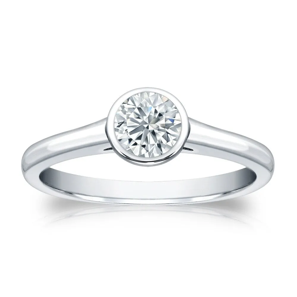 Auriya 14k Gold 1/2ctw Solitaire Moissanite Engagement Ring Bezel-set sold by Zulily