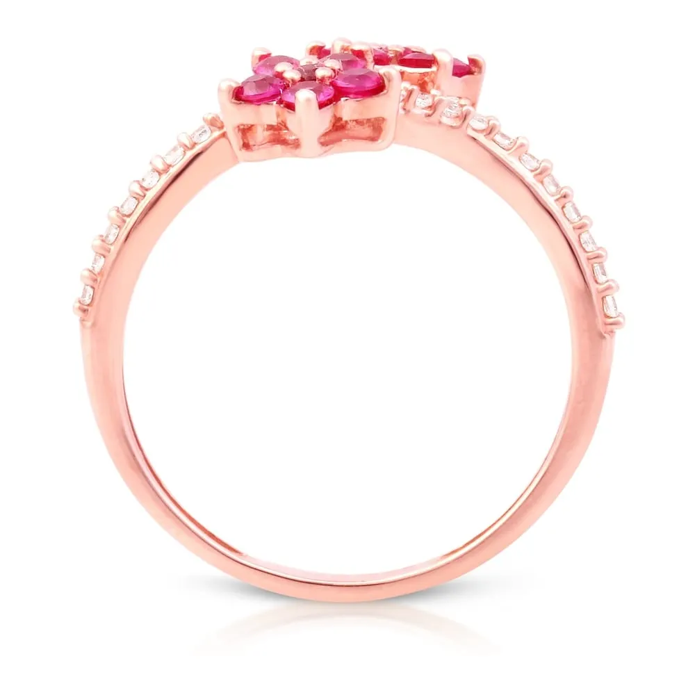 Ruby Gemstone 1/8ct TDW Diamond Promise Ring in Rose Gold Plated Silver sold by Zulily product image thumbnail 3