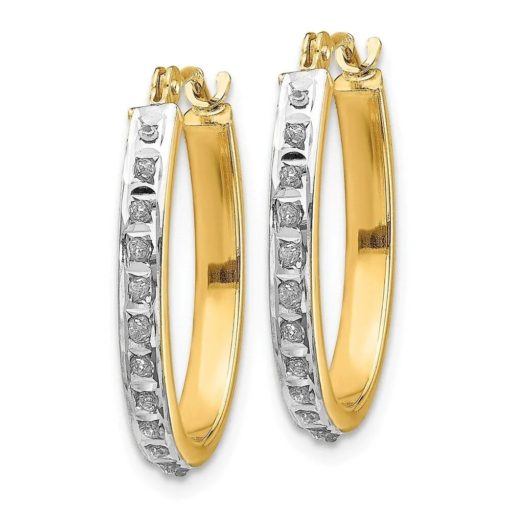 Curata 14k Yellow Gold 16x2mm Genuine Diamond Accent Oval Hinged Hoop Earrings sold by Zulily product image thumbnail 3