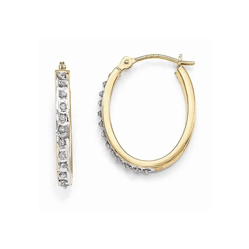 Curata 14k Yellow Gold 16x2mm Genuine Diamond Accent Oval Hinged Hoop Earrings sold by Zulily