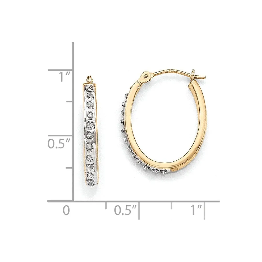 Curata 14k Yellow Gold 16x2mm Genuine Diamond Accent Oval Hinged Hoop Earrings sold by Zulily product image thumbnail 2