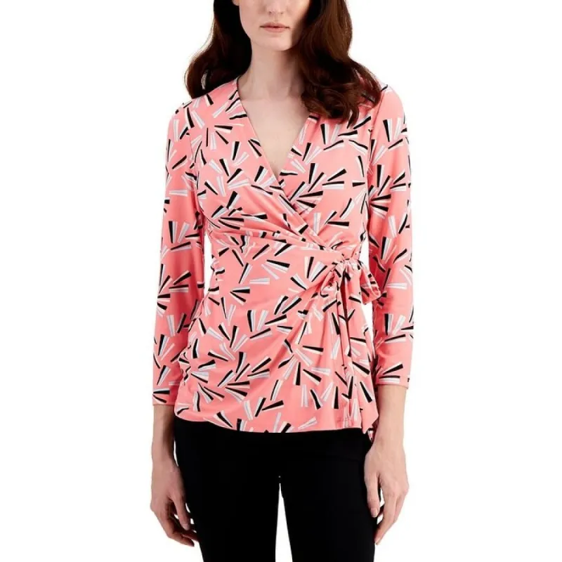 Anne Klein Women's Fan Print Top Pink sold by Zulily