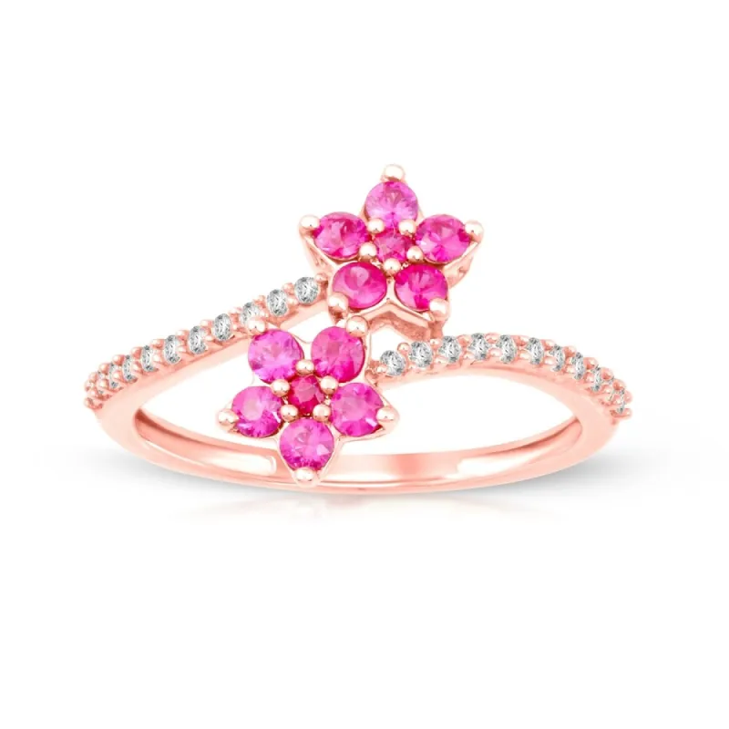 Ruby Gemstone 1/8ct TDW Diamond Promise Ring in Rose Gold Plated Silver sold by Zulily