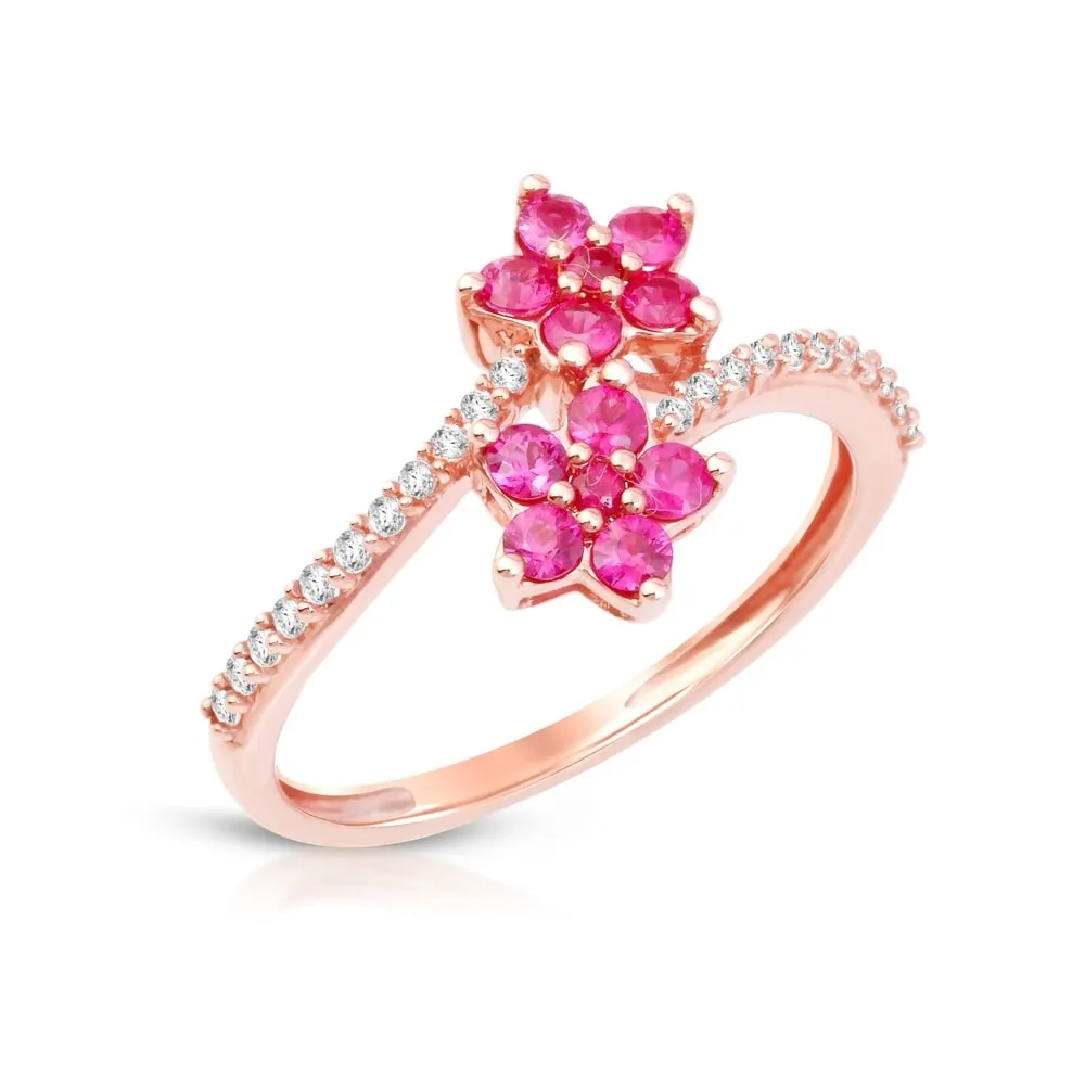 Ruby Gemstone 1/8ct TDW Diamond Promise Ring in Rose Gold Plated Silver sold by Zulily product image thumbnail 2