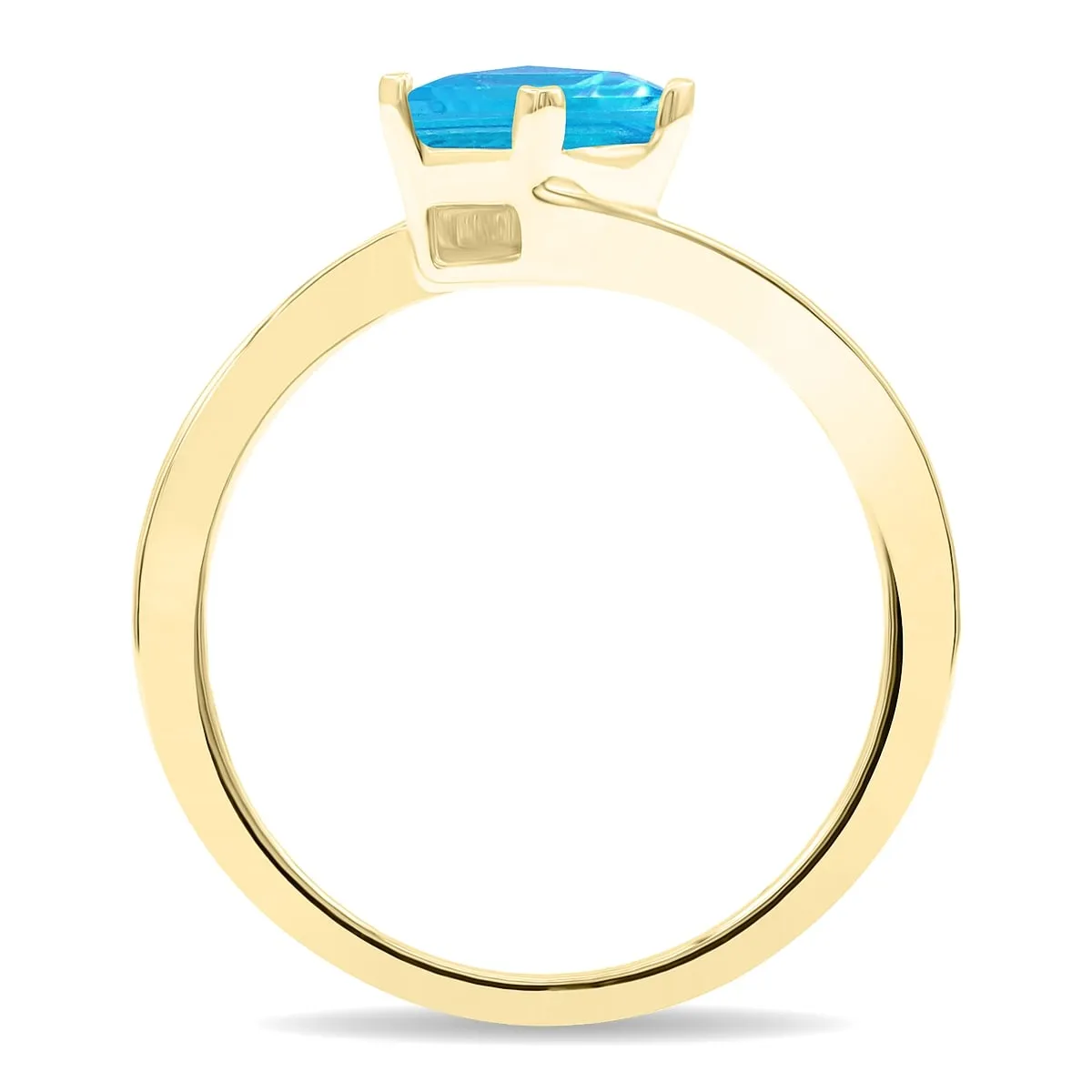 Women's Solitaire Square Shaped Blue Topaz Wave Ring in 10K Yellow Gold sold by Zulily product image thumbnail 2