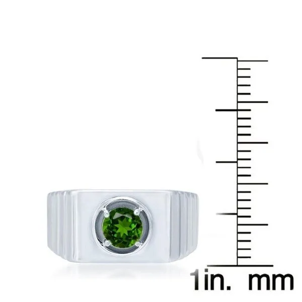 Sterling Silver Green Emerald Solitaire Men's Ring sold by Zulily product image thumbnail 4