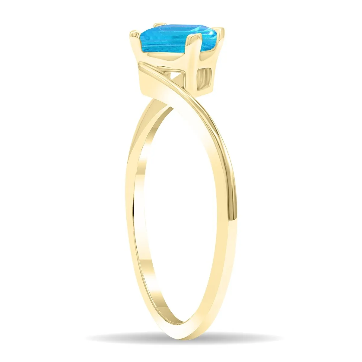 Women's Solitaire Square Shaped Blue Topaz Wave Ring in 10K Yellow Gold sold by Zulily product image thumbnail 3