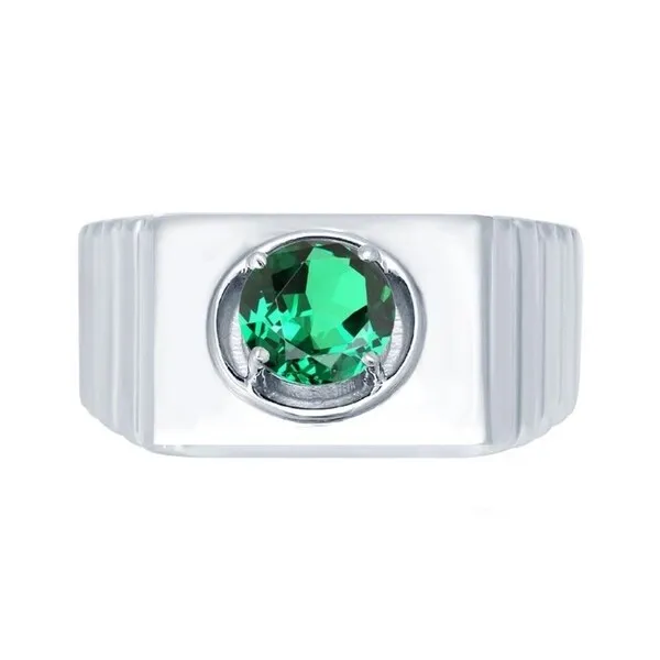 Sterling Silver Green Emerald Solitaire Men's Ring sold by Zulily