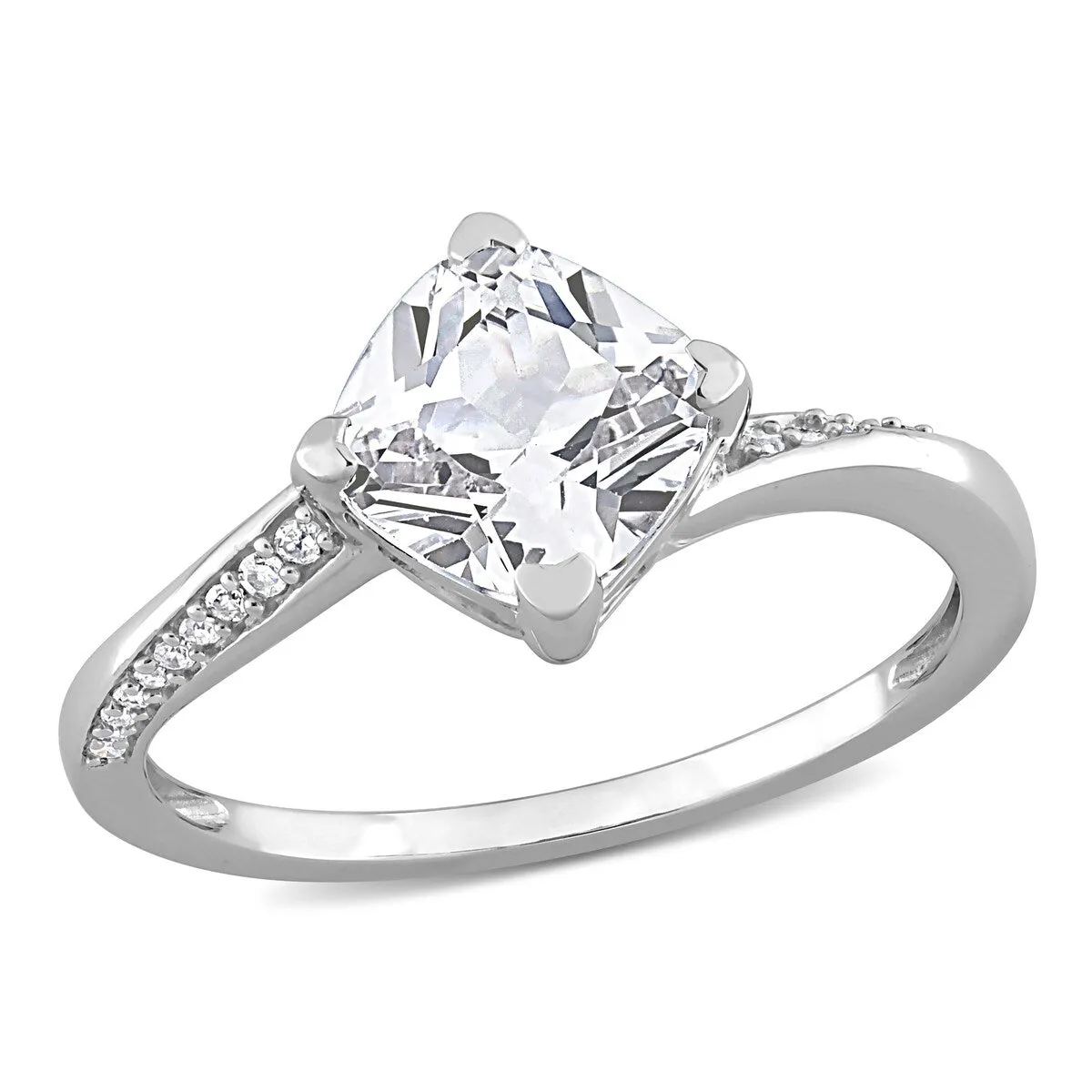 Miadora Cushion-cut Created White Sapphire and Diamond Accent Engagement Ring in 10k White Gold sold by Zulily product image thumbnail 2