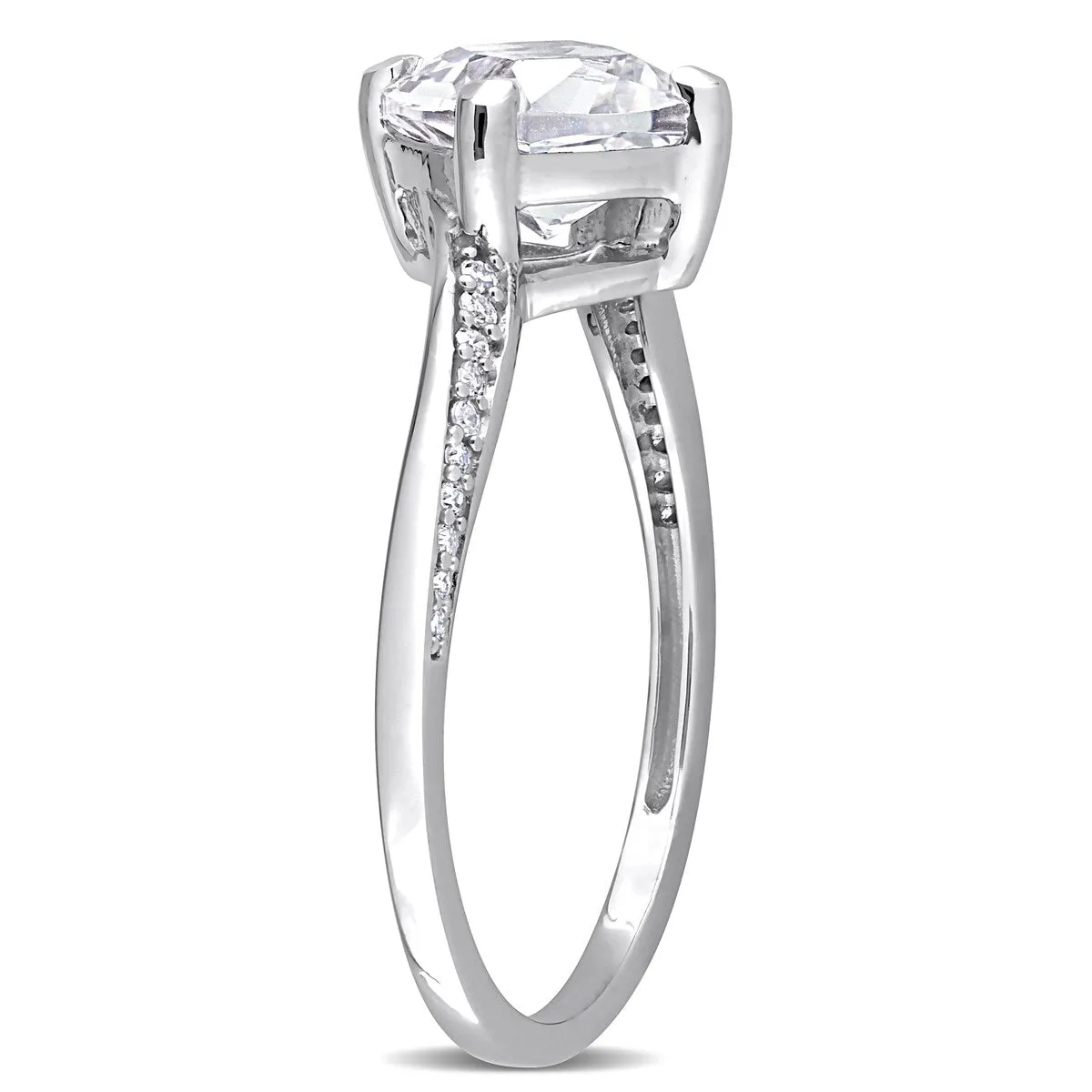 Miadora Cushion-cut Created White Sapphire and Diamond Accent Engagement Ring in 10k White Gold sold by Zulily product image thumbnail 4