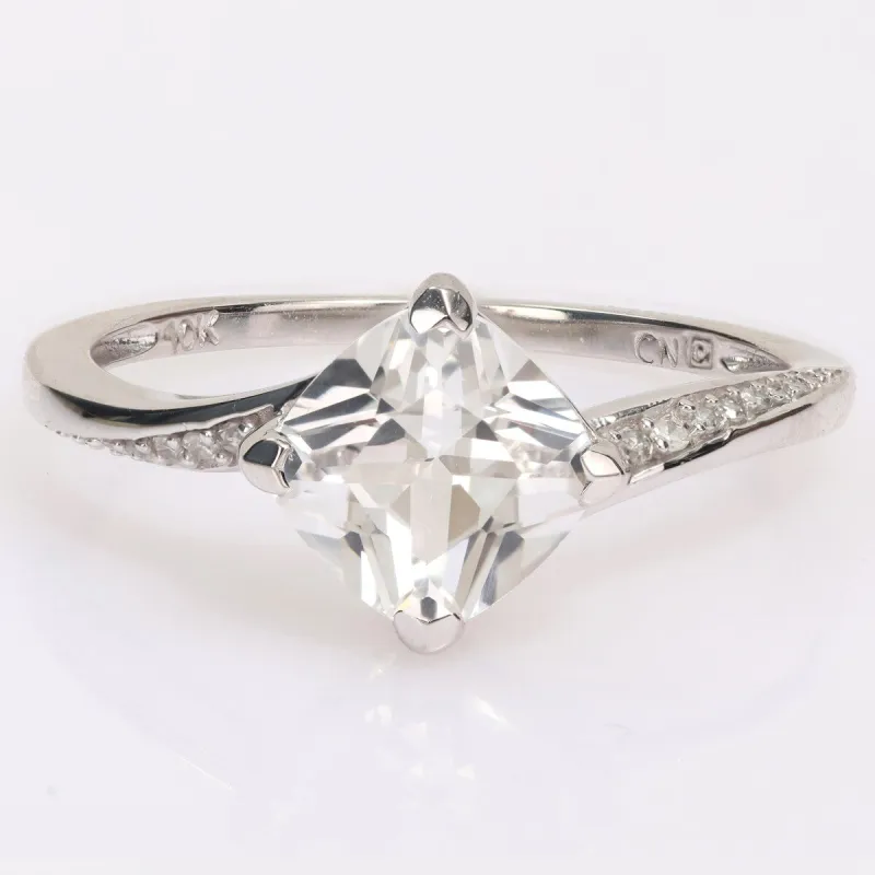 Miadora Cushion-cut Created White Sapphire and Diamond Accent Engagement Ring in 10k White Gold sold by Zulily