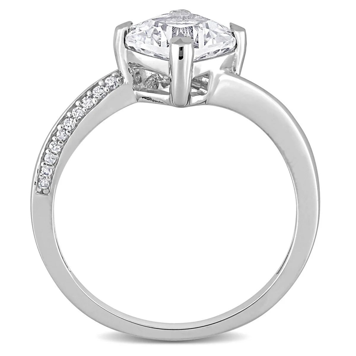Miadora Cushion-cut Created White Sapphire and Diamond Accent Engagement Ring in 10k White Gold sold by Zulily product image thumbnail 5