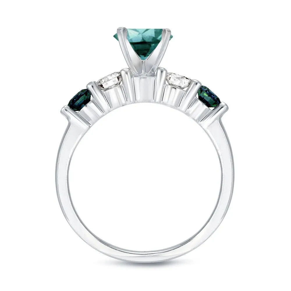 Auriya 14k Gold 4 carat TW 5-Stone Blue Diamond Engagement Ring Set sold by Zulily product image thumbnail 5