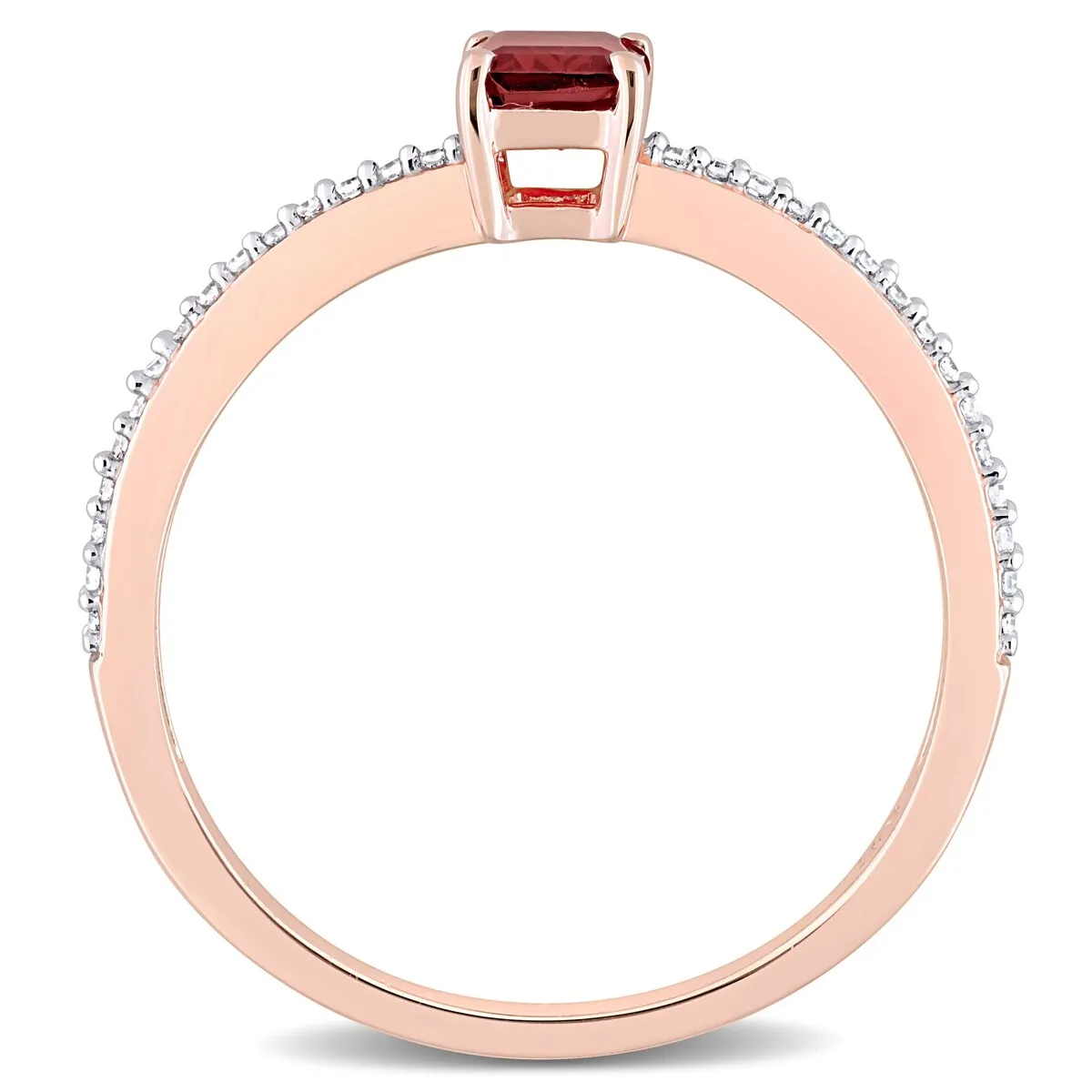Miadora 10k Rose Gold Octagon-cut Garnet and 1/10ct TDW Diamond Birthstone Ring sold by Zulily product image thumbnail 5