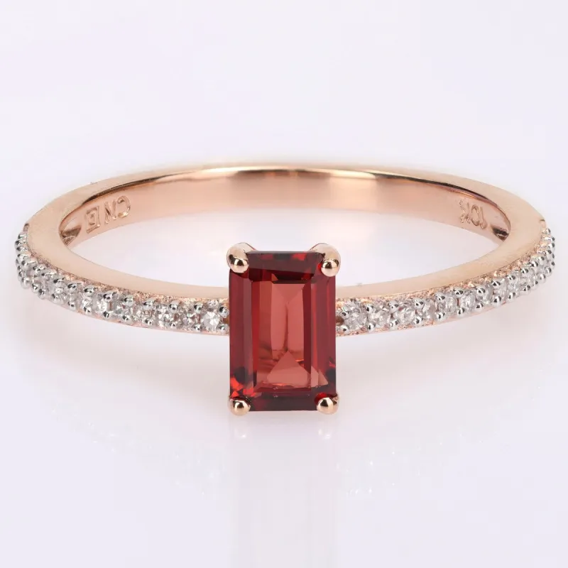 Miadora 10k Rose Gold Octagon-cut Garnet and 1/10ct TDW Diamond Birthstone Ring sold by Zulily
