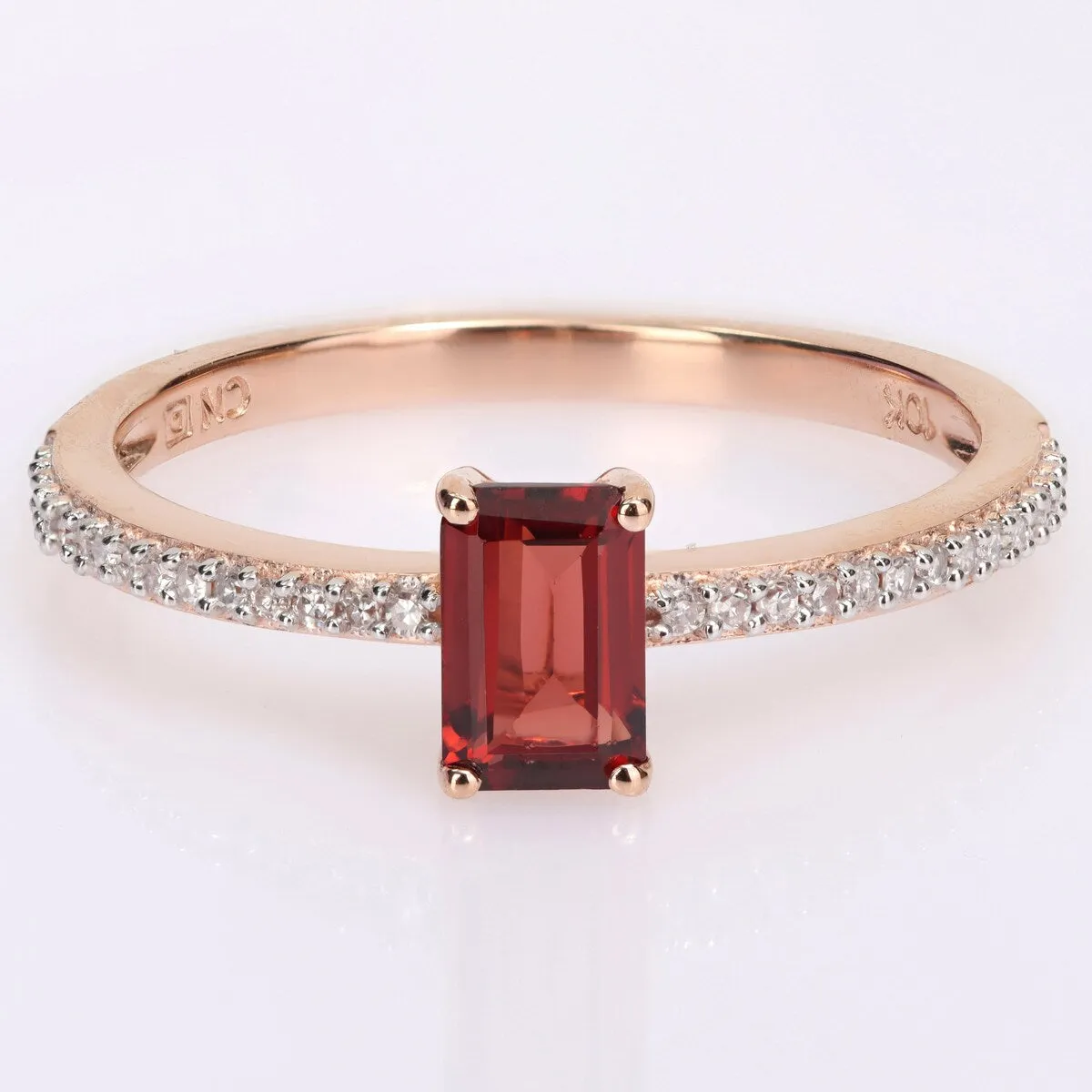 Miadora 10k Rose Gold Octagon-cut Garnet and 1/10ct TDW Diamond Birthstone Ring sold by Zulily