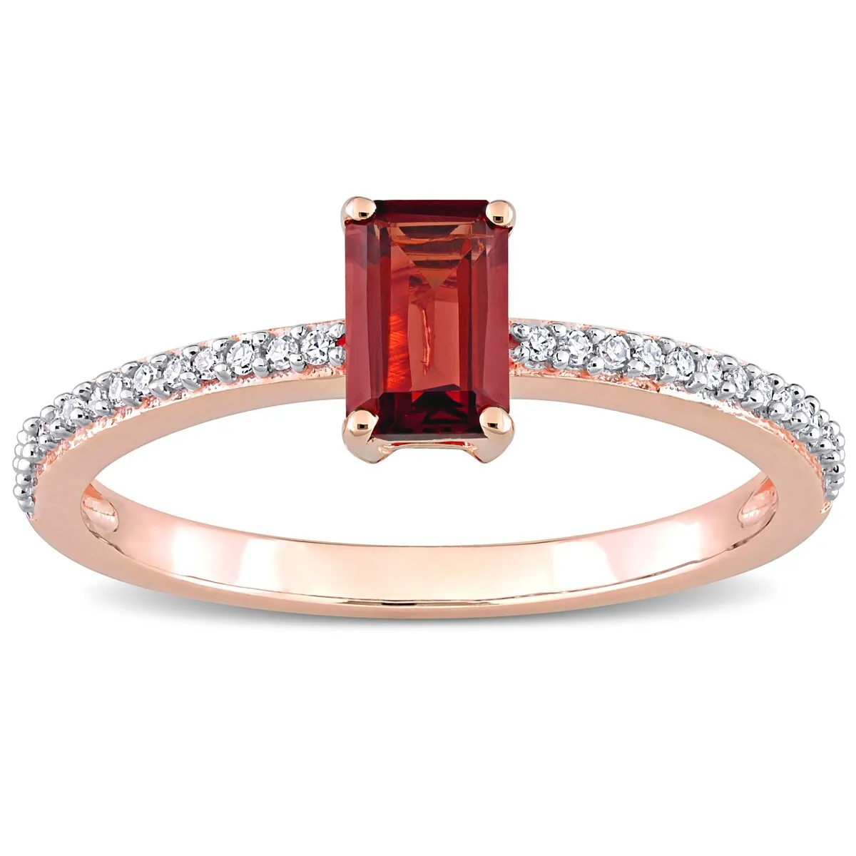 Miadora 10k Rose Gold Octagon-cut Garnet and 1/10ct TDW Diamond Birthstone Ring sold by Zulily product image thumbnail 3