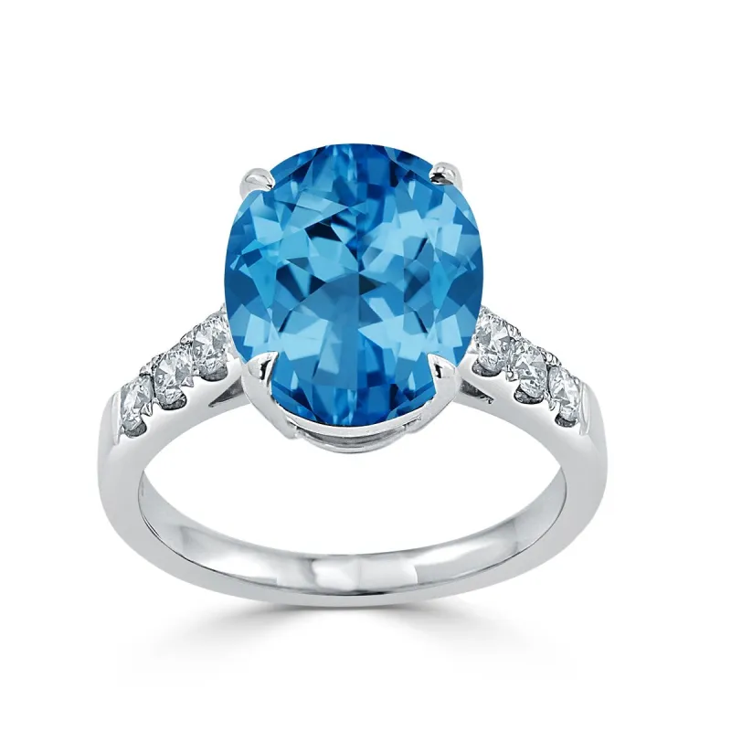 Auriya 4 3/4ct Fancy Oval Swiss Blue Topaz and Diamond Engagement Ring 3/8ctw 18K Gold sold by Zulily