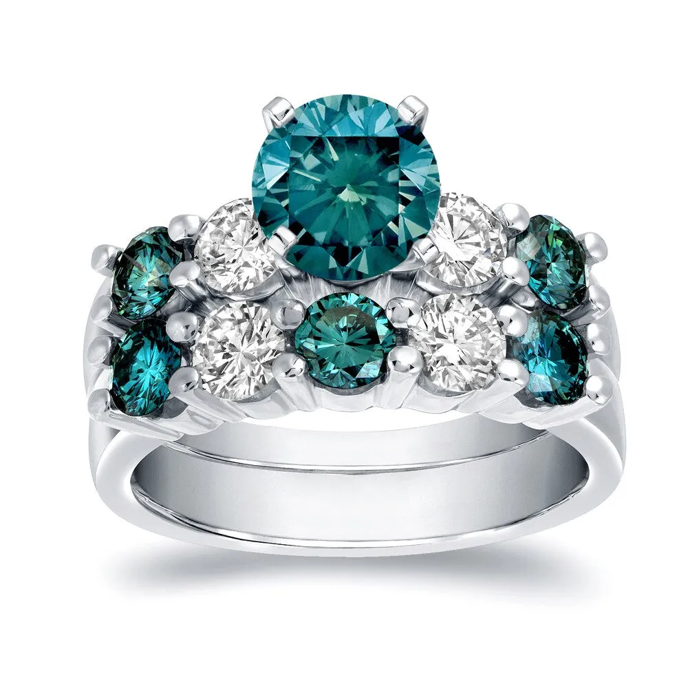 Auriya 14k Gold 4 carat TW 5-Stone Blue Diamond Engagement Ring Set sold by Zulily