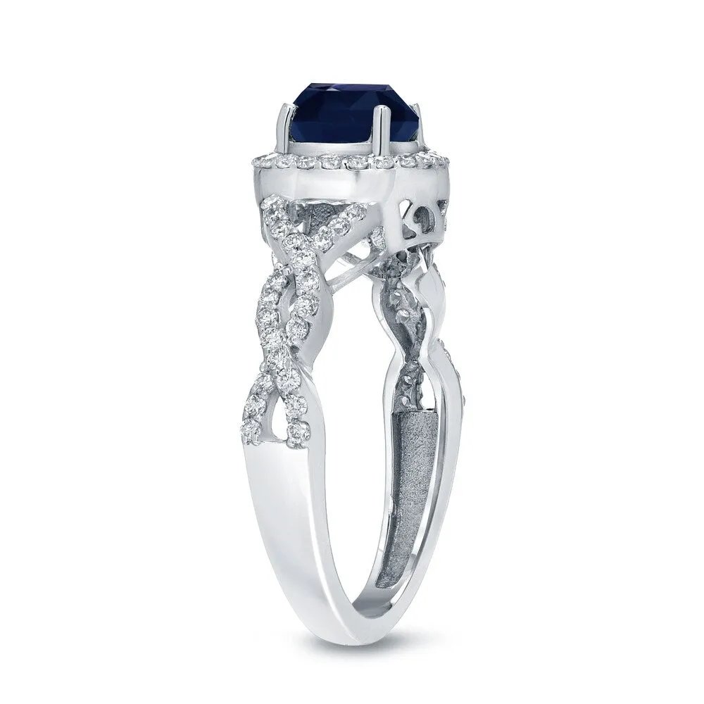 Auriya 1ct Blue Sapphire and 2/5ctw Round Halo Diamond Engagement Ring sold by Zulily product image thumbnail 5