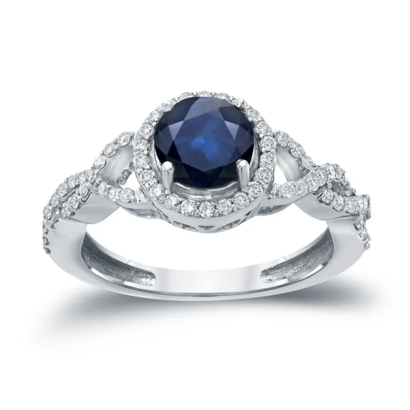 Auriya 1ct Blue Sapphire and 2/5ctw Round Halo Diamond Engagement Ring sold by Zulily
