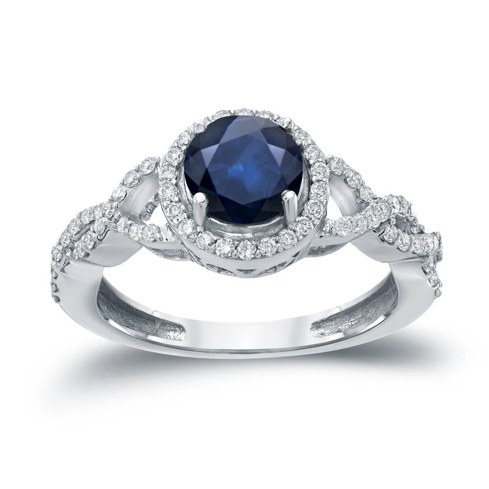 Auriya 1ct Blue Sapphire and 2/5ctw Round Halo Diamond Engagement Ring sold by Zulily